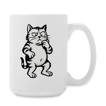 Pensive Cat Cartoon - Large Mug 440 ml - white - Right