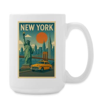 New York Retro City Travel Poster - Large Mug 440 ml - white - Right