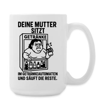 Lustiger Getränkeautomat – Deine Mutter Witz - Große Tasse 440 ml - Weiß - Rechts