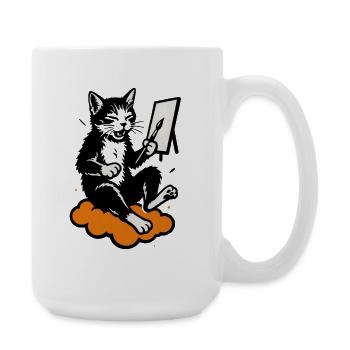 Artiste féline sur le cloud - Grande tasse 440 ml - blanc - Droite