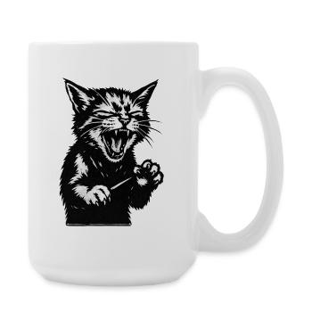 Silhouette de chat hurlant - Grande tasse 440 ml - blanc - Droite