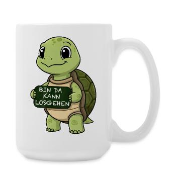 Cute turtle with funny starting phrase - Large Mug 440 ml - white - Right