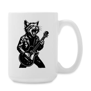 Cat Rocker with Guitar - Large Mug 440 ml - white - Right