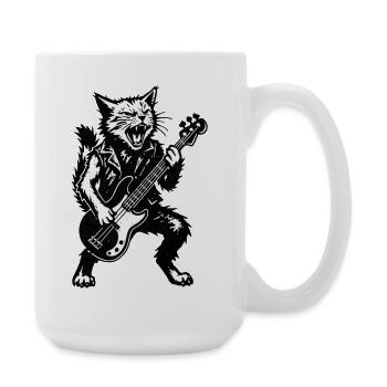 Katzenwerwolf Bassgroove - Große Tasse 440 ml - Weiß - Rechts