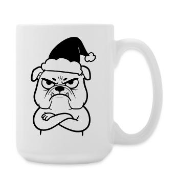 Christmas Bulldog Cartoon Illustration - Large Mug 440 ml - white - Right