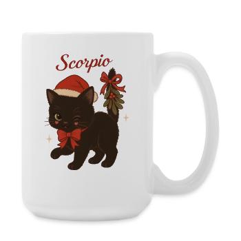 Scorpio cat in festive glow - Large Mug 440 ml - white - Right
