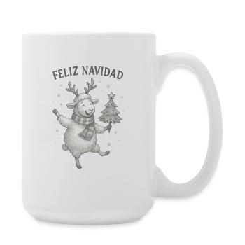 Feliz Navidad Schaf mit Weihnachtsbaum - Große Tasse 440 ml - Weiß - Rechts