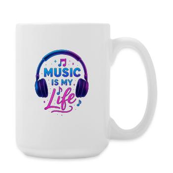 Music Is My Life Neon Headphones - Large Mug 440 ml - white - Right