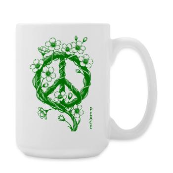Blüten Peace Symbol - Große Tasse 440 ml - Weiß - Rechts