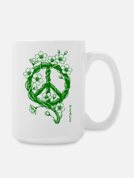 Blüten Peace Symbol - Große Tasse 440 ml - Weiß