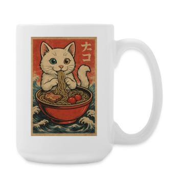 Cat Frames Ukiyo-E Retro - Large Mug 440 ml - white - Right