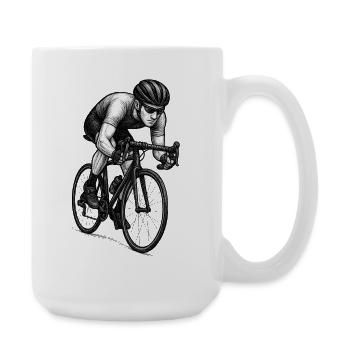 Illustration détaillée du cycliste sur route - Grande tasse 440 ml - blanc - Droite
