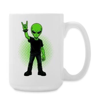Heavy Metal Alien - Große Tasse 440 ml - Weiß - Rechts