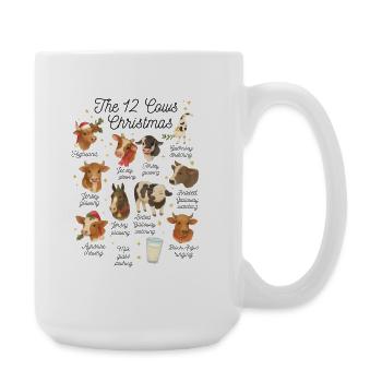 The 12 Cows of Christmas – Lustiges Weihnachtskuh  - Große Tasse 440 ml - Weiß - Rechts