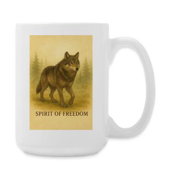 Spirit of Liberty Wolf - Large Mug 440 ml - white - Right