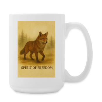 Freiheitsfuchs im Sepia-Stil - Große Tasse 440 ml - Weiß - Rechts