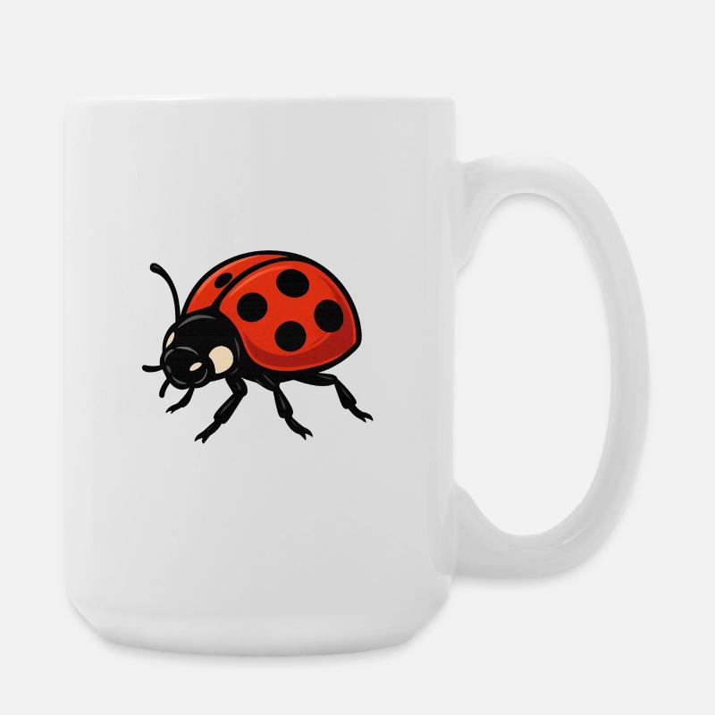 Rote Marienkäfer Ladybug Cartoon - Große Tasse 440 ml - Weiß