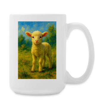 Pastel sheep/lambs in a summery meadow - Large Mug 440 ml - white - Right