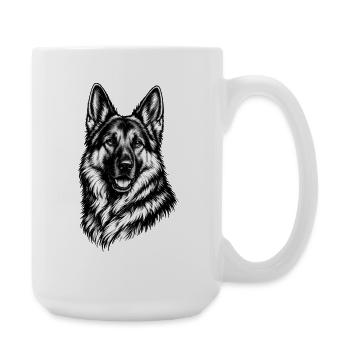 Schäferhund Illustration – Kunstzeichnung Hund - Große Tasse 440 ml - Weiß - Rechts