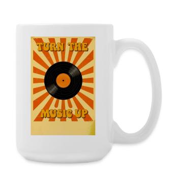 Stacked Retro Speakers Rising with Musical Energy  - Large Mug 440 ml - white - Right