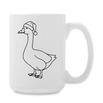 Goose with Santa Hat – Christmas Line Art - Large Mug 440 ml - white - Right