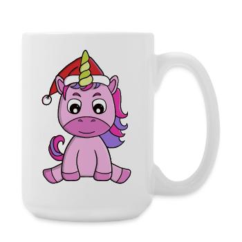 Santa Hat Festive Unicorn - Large Mug 440 ml - white - Right
