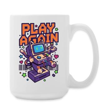 Play Again: Retro Katzen-Arcade - Große Tasse 440 ml - Weiß - Rechts