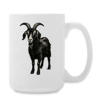 Dunkler Ziegenbock – Mystisches Tiermotiv - Große Tasse 440 ml - Weiß - Rechts