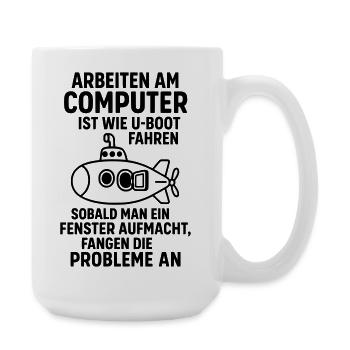 Problèmes de blague informatique Fenêtre ouverte Sous-marin - Grande tasse 440 ml - blanc - Droite