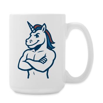 Confident Unicorn Mascot Strong Athletic Design - Large Mug 440 ml - white - Right