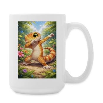 Dabbing-style tropical gecko - Large Mug 440 ml - white - Right