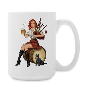 Bière Pin-Up et pipes en Kilt écossais - Grande tasse 440 ml - blanc - Droite