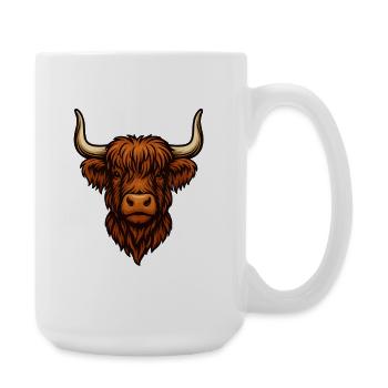 Roter Highland-Rindkopf Illustration - Große Tasse 440 ml - Weiß - Rechts