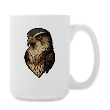 Falcon portrait in golden brown - Large Mug 440 ml - white - Right
