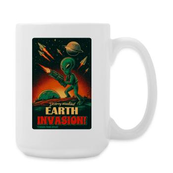 Alienischer ErdInvasion RetroPoster - Große Tasse 440 ml - Weiß - Rechts