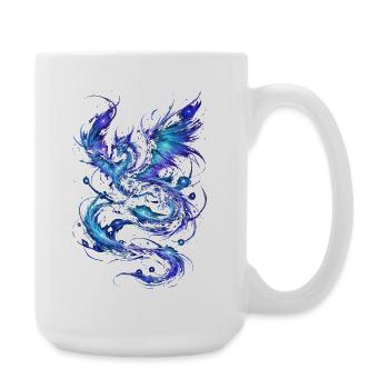 Blauer Sternenfeuerdrache - Große Tasse 440 ml - Weiß - Rechts