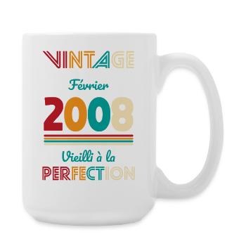 Anniversaire 18 ans - Vintage - Février 2008 - Grande tasse 440 ml - blanc - Droite