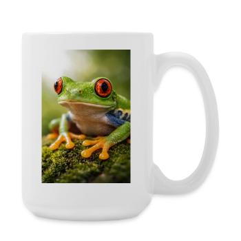 Green frog in sunshine eyes - Large Mug 440 ml - white - Right