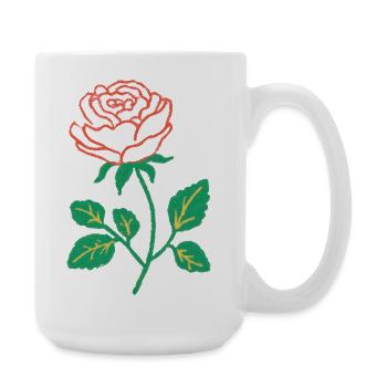 Crimson Rose Linework on Green Stem - Large Mug 440 ml - white - Right