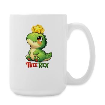 Tree Rex mit Lichterkette und Geschenk Weihnachten - Große Tasse 440 ml - Weiß - Rechts