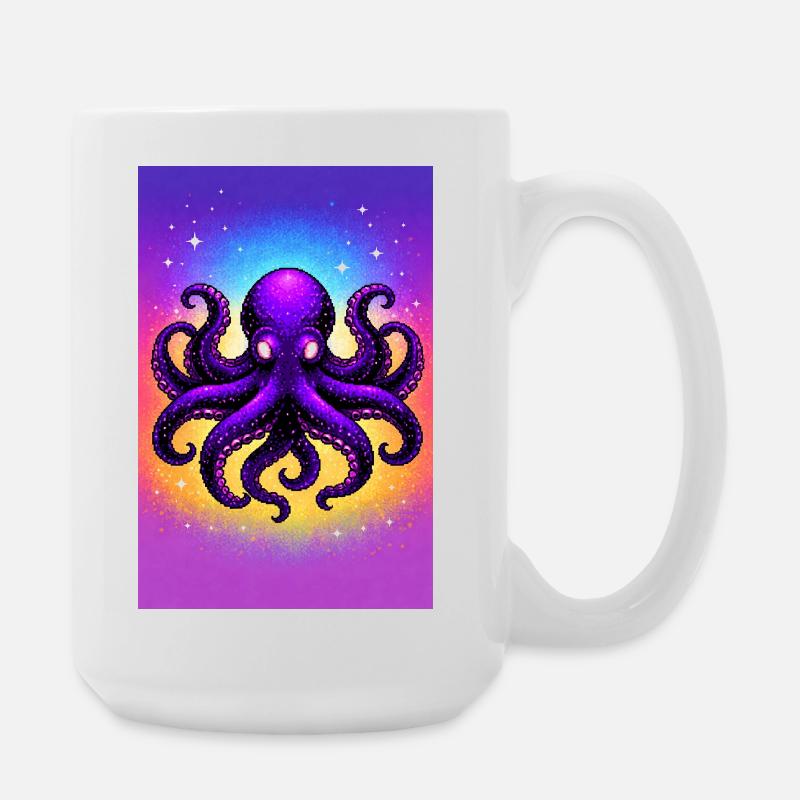Purple Cosmic Octopus - Large Mug 440 ml - white