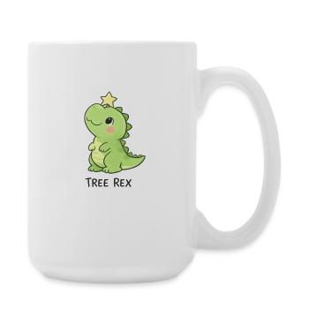 Tree Rex mit Lichterkette und Geschenk Weihnachten - Große Tasse 440 ml - Weiß - Rechts