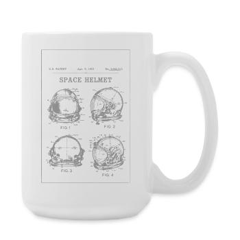 Space Helmet Blueprint Patent - Large Mug 440 ml - white - Right