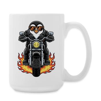 Cool Biker Penguin Motorcycle Flames - Large Mug 440 ml - white - Right