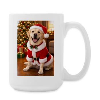 Chien de Noël en costume de Père Noël - Grande tasse 440 ml - blanc - Droite