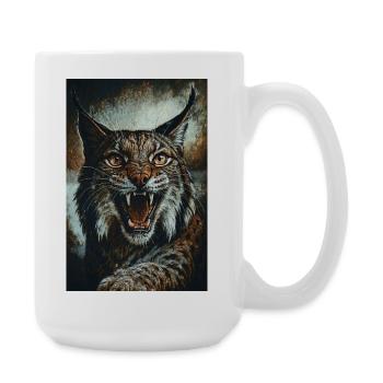 Wildcat in anger - Large Mug 440 ml - white - Right