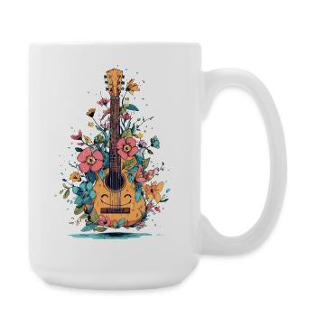 Blumen Gitarre im Farbenzauber - Große Tasse 440 ml - Weiß - Rechts