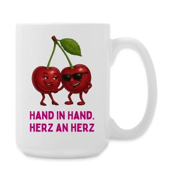 Kirschen im Liebesbund - Große Tasse 440 ml - Weiß - Rechts