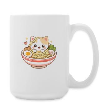 Kawaii Cat Ramen Noodles Anime Cat - Large Mug 440 ml - white - Right