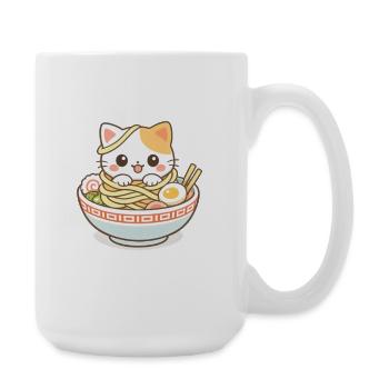 Kawaii Cat Ramen Nouilles Anime - Grande tasse 440 ml - blanc - Droite